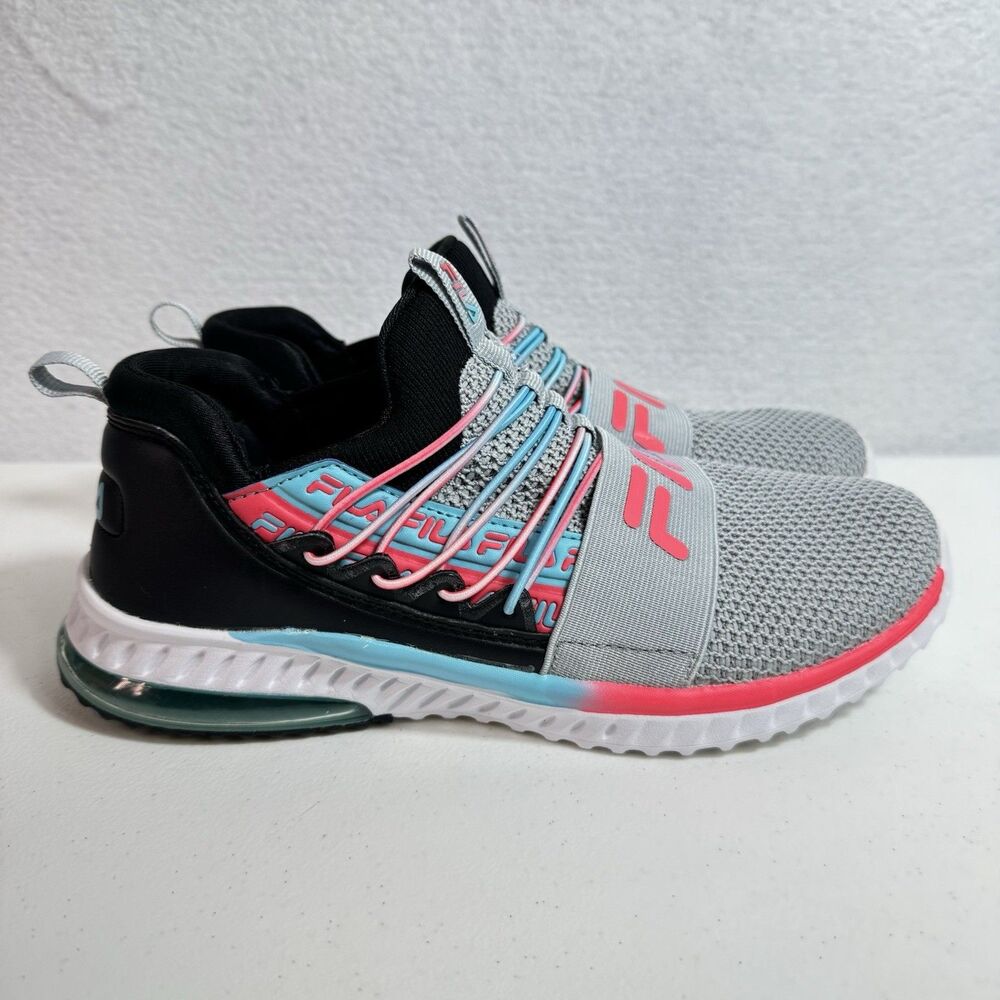 FILA SIZE 6 Fantastiq 2 Girls' Running Shoe Athletic Slip‎ On Gray Blue